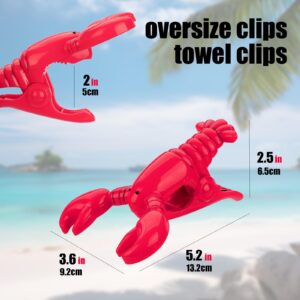 CAIRIAC Beach Towel Clips for Beach Chairs, Lobster Beach Chair Clips for Towels, Clothes Pins Plastic Clips, Towel Clips for Beach, Pool, Cruise Ship, Boat (4 Pcs, Red)