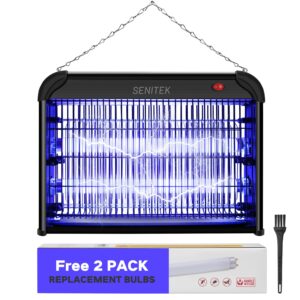 mosquito zapper, electric bug zapper indoor, powerful fly insect killer repellent lamp outdoor patio, home pest control bug catcher eliminator for gnat fruit fly moth w/replacement bulb (black)