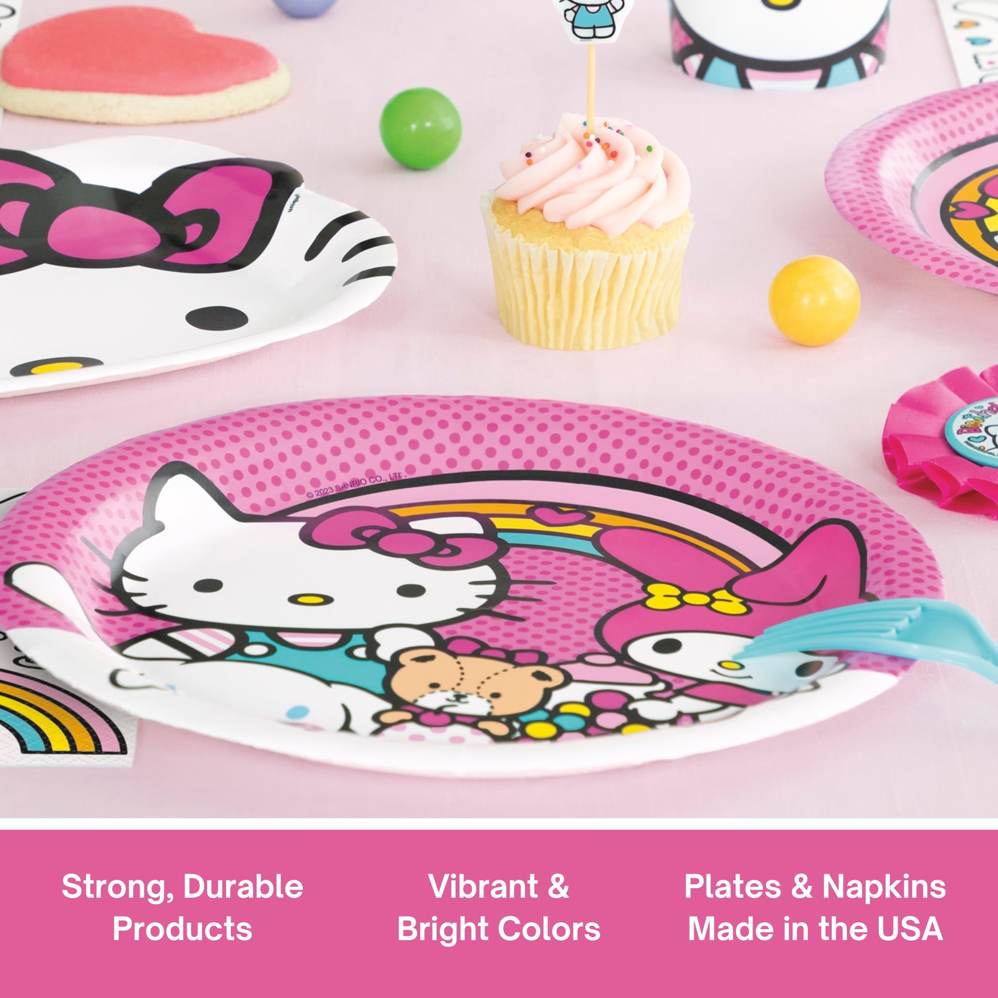 Hello Kitty Birthday Decorations Set - Serves 8 - Hello Kitty Plates and Napkins, Tablecloth, Checklist - Officially Licensed Hello Kitty Party Supplies