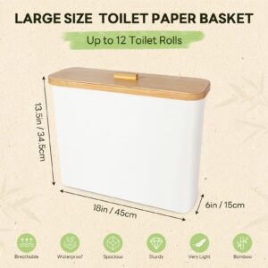 Toilet Paper Storage Basket, Toilet Paper Organizert for Bathroom Storage, Bamboo Basket Bin for Toilet Tank, Toilet Paper Holder Dispenser, 13 Rolls Compatible, Bathroom Accessories Holde