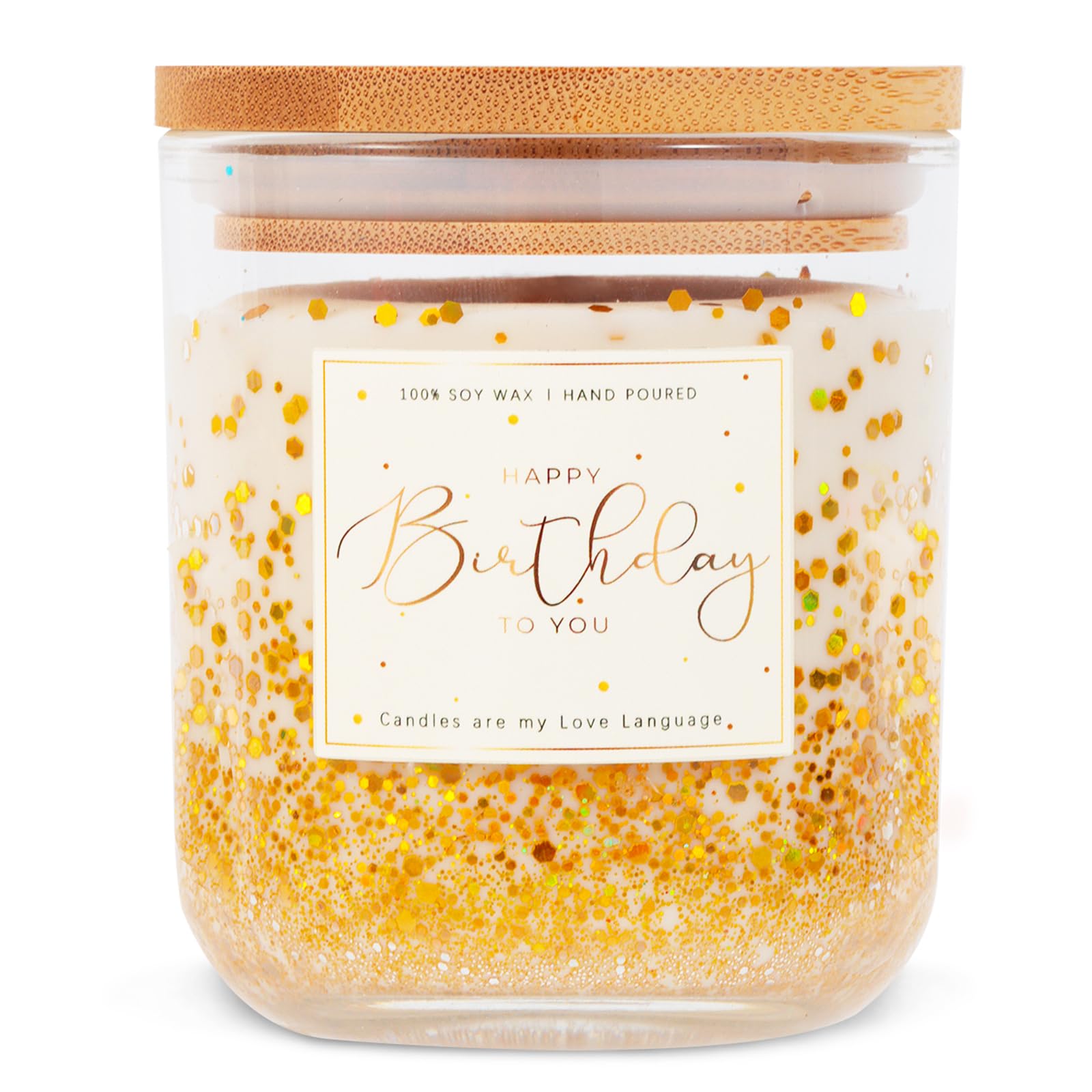 Birthday Gifts for Women-11oz Vanilla Scented Candle with Golden Glitter, Unique Birthday Gifts for Friends, Bestie, Mom, Sister, Coworker Happy Birthday Candle