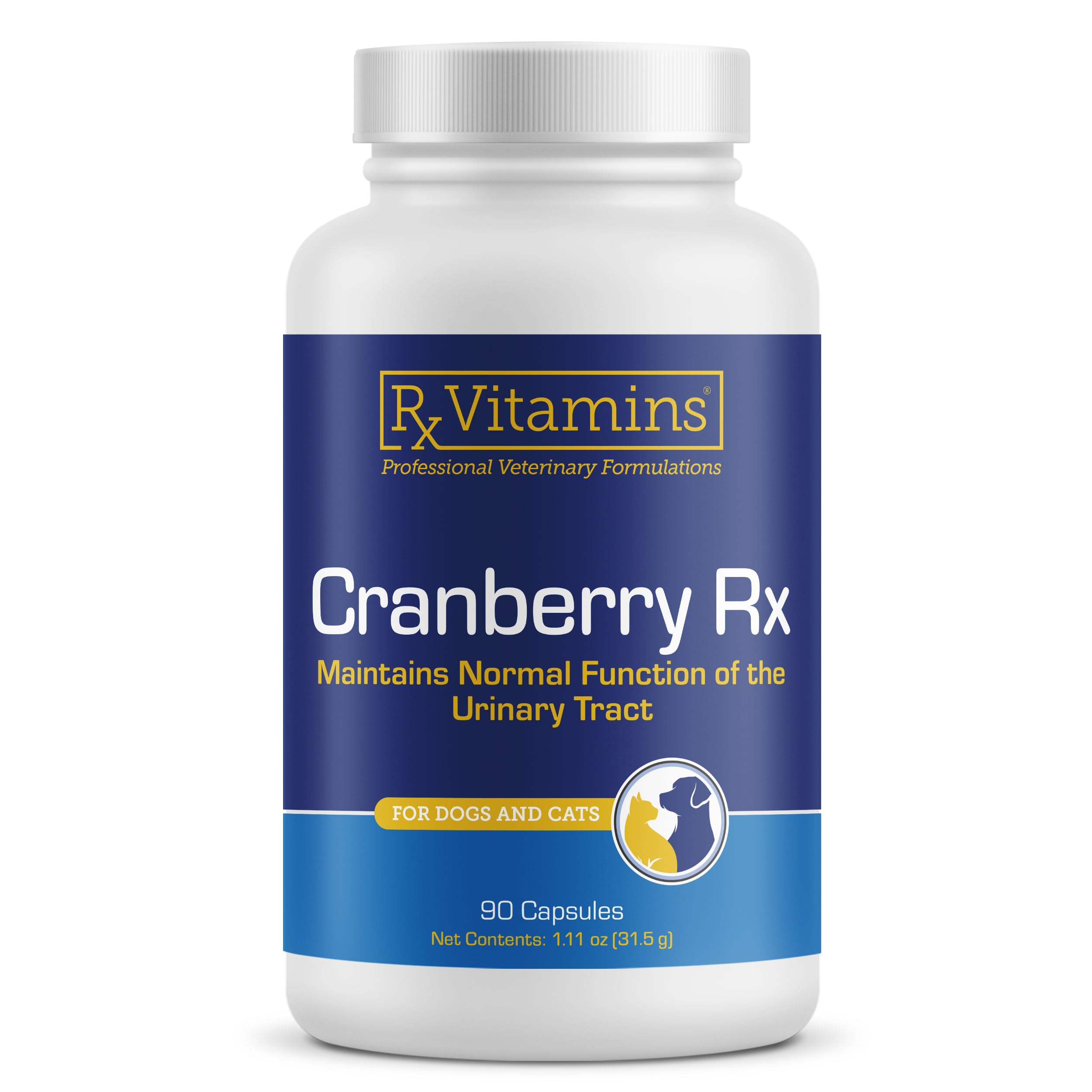 RX Vitamins Cranberry Capsules - Cranberry Supplement for Dogs and Cats - Supports for Urinary Tract Health and Bladder Health - Cat UTI Remedy and Dog UTI Prevention - Boost Immune Support - 90 count