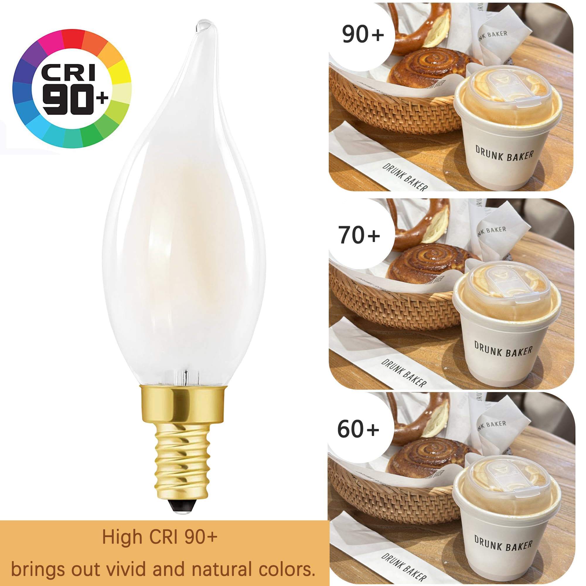 E12 Candelabra LED Bulb 60watt, Frosted LED Chandelier Light Bulbs,Type B 2700k Warm White, Flame Tip,6W Equal 60W,Dimmable for Ceiling Fan,Dining Room,Kitchen Fixture (6 Pack) (6w-2700k(warm White))