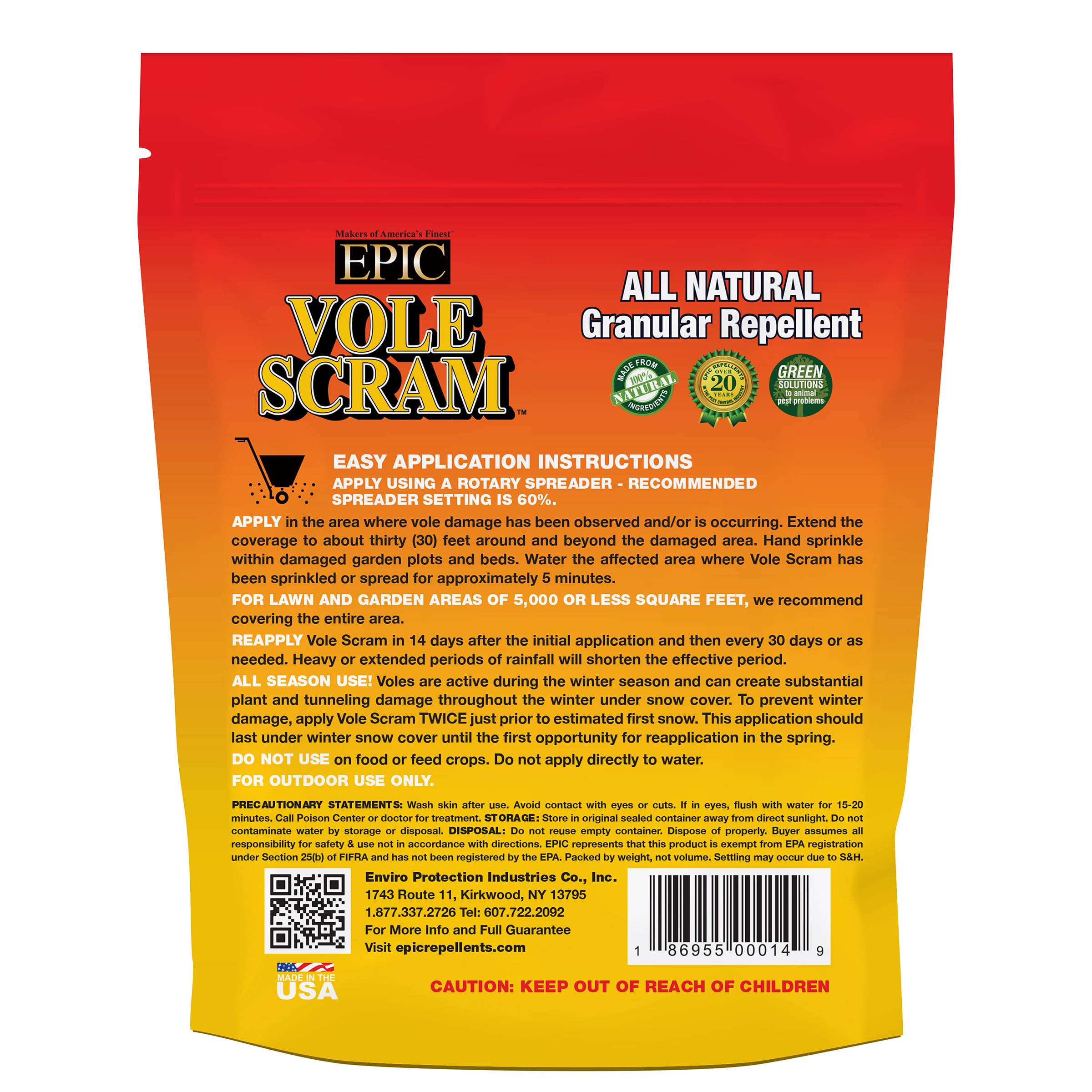 Vole Scram All Natural Granular Repellent - All-Natural, Animal, People and Pet Safe Granule from EPIC Repellents (6 lb)