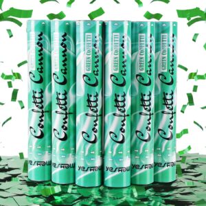 confetti cannon poppers green, 6pack yeshow green mylar confetti shooter for graduation, birthday party, nature party christmas eve and new year celebration