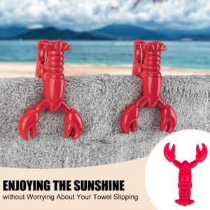 CAIRIAC Beach Towel Clips for Beach Chairs, Lobster Beach Chair Clips for Towels, Clothes Pins Plastic Clips, Towel Clips for Beach, Pool, Cruise Ship, Boat (4 Pcs, Red)