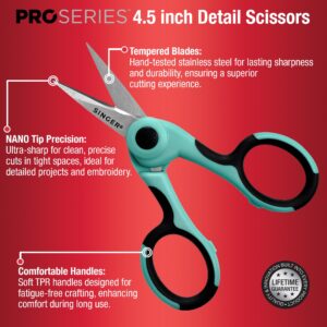 SINGER ProSeries Scissors Set - 9” Pinking Shears, 8.5” Heavy Duty Scissors & 4.5” Detail Scissors - Stainless Steel, Comfort Grip for Quilting, Dressmaking & Tailoring - Professional Cutting Tools