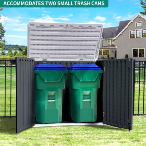 YITAHOME Outdoor Resin Storage Sheds, 39 in Height Lockable Waterproof Horizontal Shed w/o Shelf，Easy to Assemble Shed Storage for Garden Tools, Dark Gray