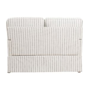 Lexicon Modern Sofa Couch for Living Room Sofas with Solid Wood Frame, Square Arm and 4 Accent Pillows, Small Couch for Bedroom/Living Room/Office/Apartment, 2 Seater Couch, White with Stripe