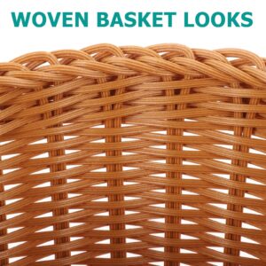 PRETYZOOM Wicker Waste Basket, Woven Trash Can 9.6 Inch Boho Garbage Bin Small Round Wastebasket for Laundry Bathroom Bedroom Kitchen Home Office Countertop