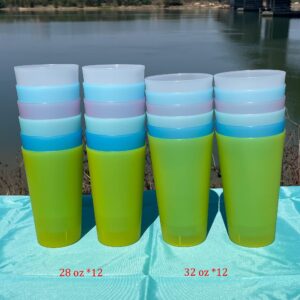 YUYUHUA Unbreakable Plastic Cups Reusable - 28 oz Plastic Tumblers set of 12, BPA-Free Dishwasher Safe & Lightweight Reusable Cups for Kitchen, Home, Office, Outdoor