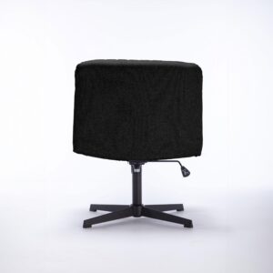 Criss Cross Desk Chair No Wheels, Fabric Padded Armless Wide Seat, Office Chair with Ergonomic Backrest, Chair for Office, Home, Make Up,Small Space, Bed Room