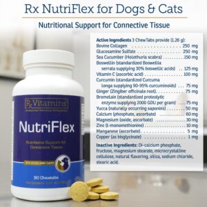 Rx Vitamins NutriFlex for Cats & Dogs - Glucosamine for Dogs Hip and Joint Supplement - with Bovine Collagen and Chondroitin - Joint Pain Relief & Anti Inflammatory for Dogs - Beef Liver (90 Chews)