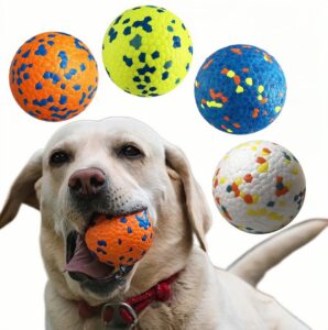 kunheho 4pcs indestructible dog balls for aggressive chewers - atom teething chew toys water toy fetch balls for medium and large dogs (4 colors,3")