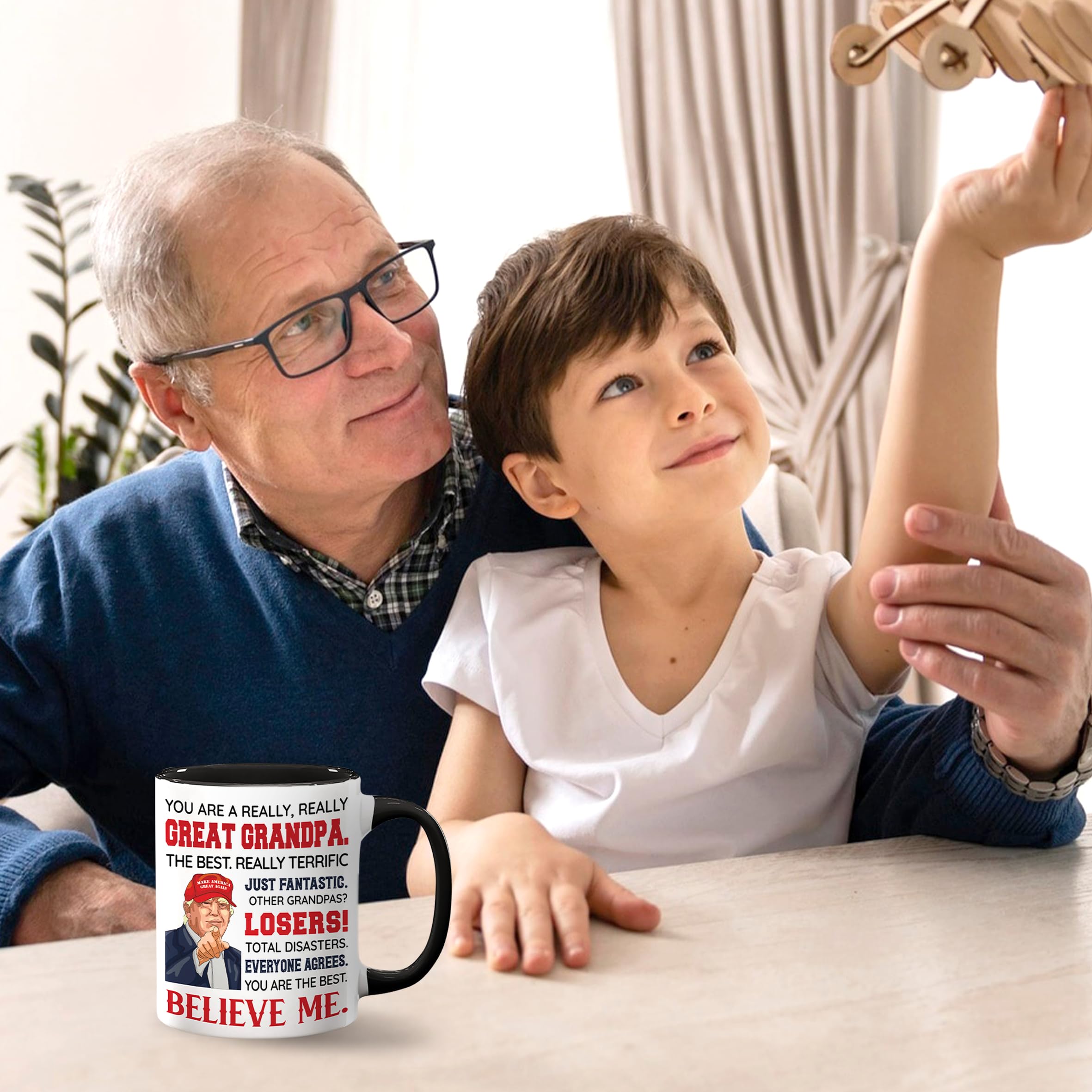 Viberty Best Grandpa Ever Mug - Grandpa Gifts From Grandson, Granddaughter, Grandkids, Grandchildren - Funny Gifts For Grandpa - Fathers Day Birthday Gift For Grandpa - Grandpa Ceramic Mug11 Oz