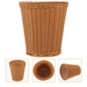 PRETYZOOM Wicker Waste Basket, Woven Trash Can 9.6 Inch Boho Garbage Bin Small Round Wastebasket for Laundry Bathroom Bedroom Kitchen Home Office Countertop