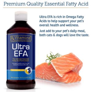 Rx Vitamins Ultra EFA Omega 3 Fish Oil for Dogs & Cats - Promotes Heart, Brain, and Joint Health with Vitamin E, Biotin, and Zinc - Liquid Fish Oil for Itch Relief & Dog Shedding - 16 oz