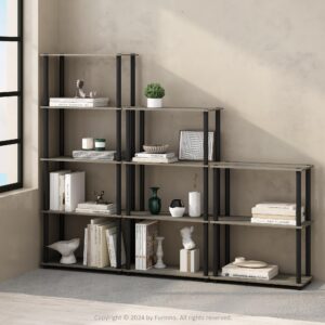 Furinno Turn-N-Tube 3-Tier Multipurpose Compact Bookcase, French Oak/Black