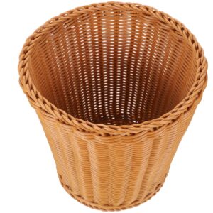 pretyzoom wicker waste basket, woven trash can 9.6 inch boho garbage bin small round wastebasket for laundry bathroom bedroom kitchen home office countertop