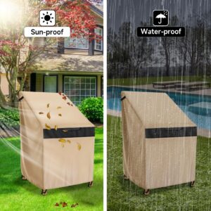 NEVERLAND Stackable Patio Chair Covers, Stacking Outdoor Chair Covers Waterproof with 600D Heavy Duty Material, Lawn Chair Covers Fits for 4-6 Stackable Paito Chairs-36"Lx28"Wx47"H (Golden)