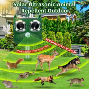 Ultrasonic Deer Repellent Devices 2024 Newest Solar Animal Repeller for Cat Dog Deer Raccoon Coyote Skunk, Waterproof Cat Deterrent Outdoor with Explosive Flashing Light, 2 Pack