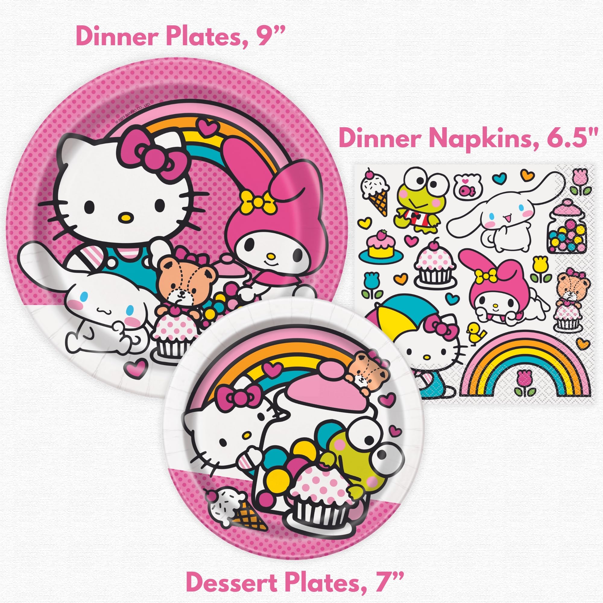 Hello Kitty Birthday Decorations Set - Serves 8 - Hello Kitty Plates and Napkins, Tablecloth, Checklist - Officially Licensed Hello Kitty Party Supplies