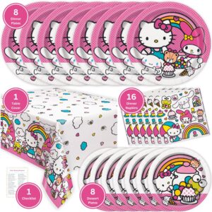 Hello Kitty Birthday Decorations Set - Serves 8 - Hello Kitty Plates and Napkins, Tablecloth, Checklist - Officially Licensed Hello Kitty Party Supplies