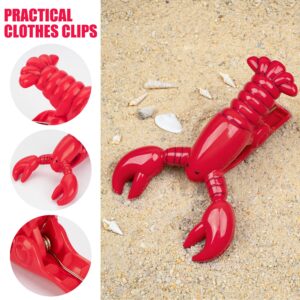 CAIRIAC Beach Towel Clips for Beach Chairs, Lobster Beach Chair Clips for Towels, Clothes Pins Plastic Clips, Towel Clips for Beach, Pool, Cruise Ship, Boat (4 Pcs, Red)