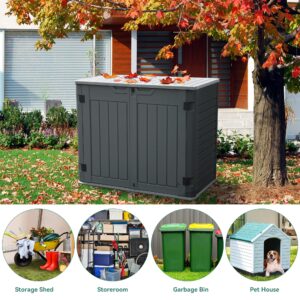 YITAHOME Outdoor Resin Storage Sheds, 39 in Height Lockable Waterproof Horizontal Shed w/o Shelf，Easy to Assemble Shed Storage for Garden Tools, Dark Gray