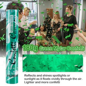 Confetti Cannon Poppers Green, 6PACK YESHOW Green Mylar Confetti Shooter for Graduation, Birthday Party, Nature Party Christmas Eve and New Year Celebration