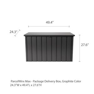 RTS Home Accents ParcelWirx Max 49" x 24" x 27" Package Delivery Box, Graphite Color