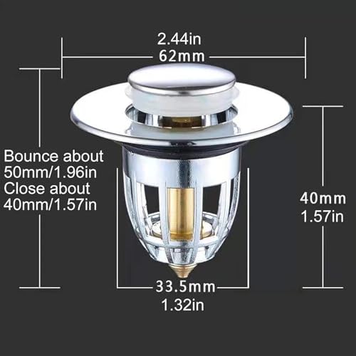 xttaiwysc Pop-up Drain Filter Bathroom Shower Sink Filter Plug Wash Basin Hair Sink Strainer Kitchen Bathtub Stopper