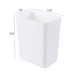 Ziglous 4.5 Gallon Plastic Trash Can Wastebasket, Deskside Bin, Small Garbage Can for Bathroom, Bedroom, Office, Kitchen, White, 3 Packs