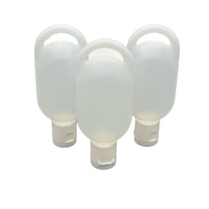 3 Pack - 1/2 oz HDPE Tottle Bottles with White Snap Top Caps - Semi-Transparent, Impact-Resistant, Flexible - Hotel Amenities, Travel Size - Includes Hang Loop for Easy Clipping (3)