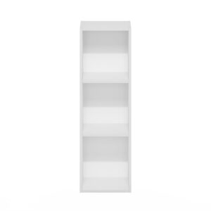 Furinno Fulda 3-Tier Space Saving Storage Shelf Bookcase, 10-Inch Width, White