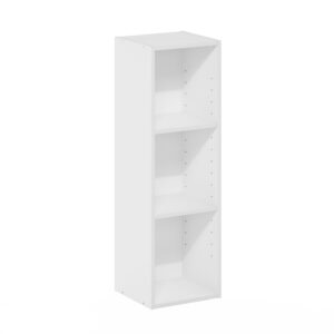 furinno fulda 3-tier space saving storage shelf bookcase, 10-inch width, white