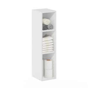 Furinno Fulda 3-Tier Space Saving Storage Shelf Bookcase, 8-Inch Width, White