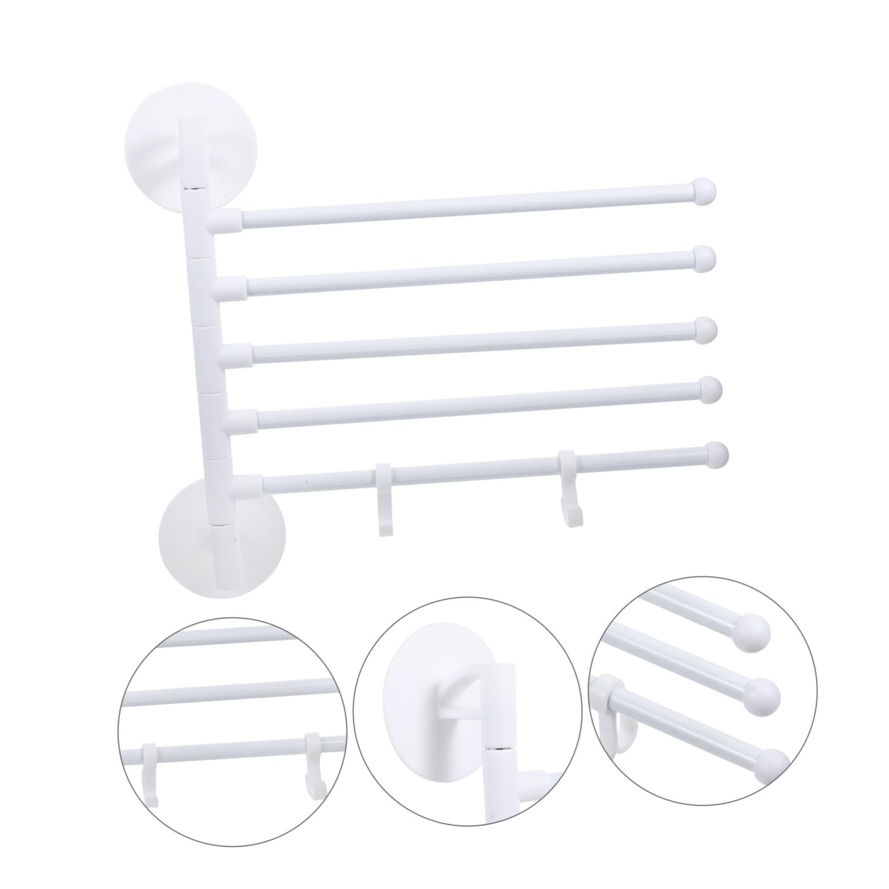 PRETYZOOM 1 Set Drying Rack Swivel Towel Rack Coat Hangers Towels Towel Bar Bath Towel Rack Towel Rod Towel Hanging Shelf Kitchen Towel Rack White No Punching Dishcloth to Rotate Rubber