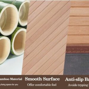 Qriocioa Small Bamboo Area Rug 31.5''x20'', Non Slip Bamboo Runners Rug for Hallways Entryway, Small Bamboo Floor Mat Easy to Mainten, Floor Protector Mat Neutral Area Rug