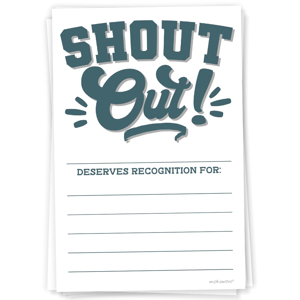 Shout Out Cards For Employees, Office Staff, and Students - Appreciation and Recognition Reward Cards For School or Work Bulletin Board (50 Count)