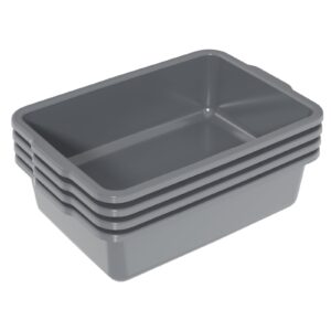 Ziglous 24 L Plastic Bus Box, Commercial Plastic Restaurant Bus Tubs, Gray, 4 Packs