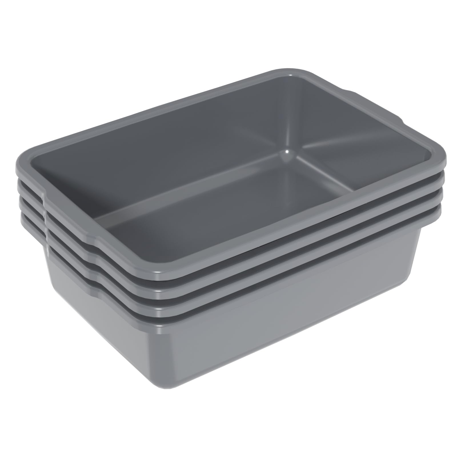 Ziglous 24 L Plastic Bus Box, Commercial Plastic Restaurant Bus Tubs, Gray, 4 Packs