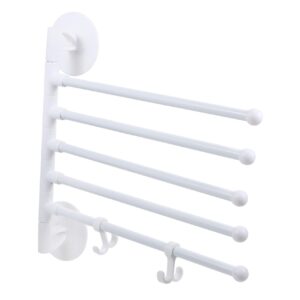 pretyzoom 1 set drying rack swivel towel rack coat hangers towels towel bar bath towel rack towel rod towel hanging shelf kitchen towel rack white no punching dishcloth to rotate rubber