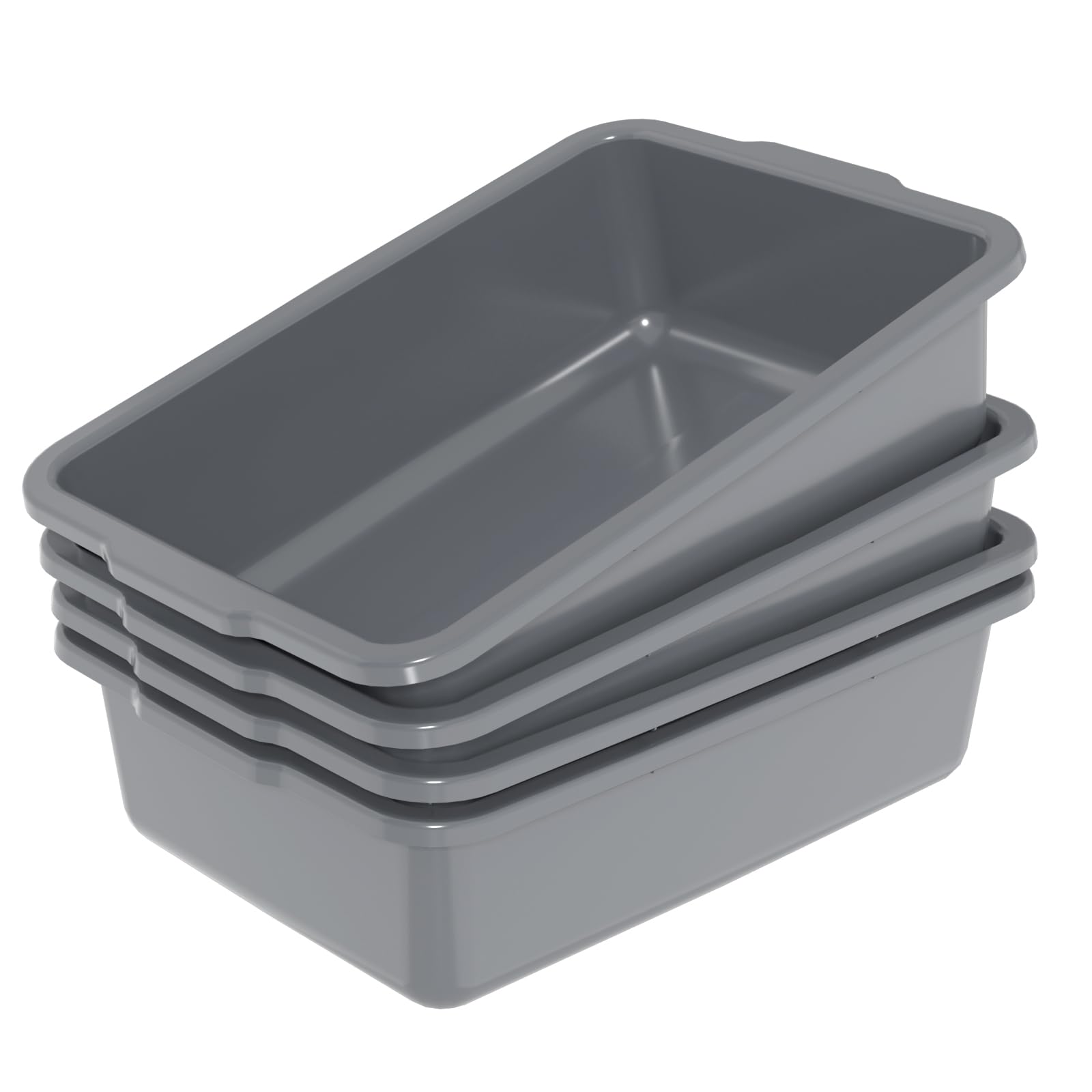 Ziglous 24 L Plastic Bus Box, Commercial Plastic Restaurant Bus Tubs, Gray, 4 Packs