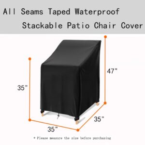 YHINGG Outdoor chaise lounge Cover Waterproof Stackable Patio Chair Cover Outdoor Furniture Cover Tear-Resistant Black (2)