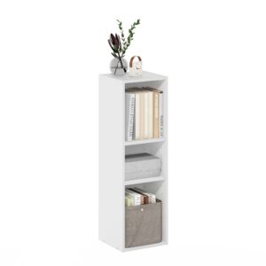 Furinno Fulda 3-Tier Space Saving Storage Shelf Bookcase, 10-Inch Width, White