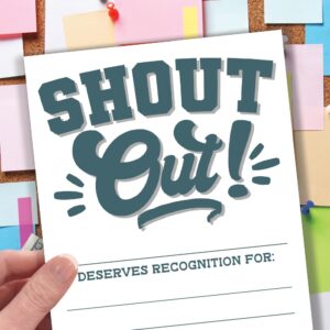 Shout Out Cards For Employees, Office Staff, and Students - Appreciation and Recognition Reward Cards For School or Work Bulletin Board (50 Count)