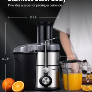 GDOR 1200W Juicer with 3-Speed Setting, Extra Large 3.4” Feed Chute Juicer Machines for Whole Fruits and Veggies, Centrifugal Juicer with 34 Oz Juice Pitcher, BPA-Free, Easy to Clean, Silver