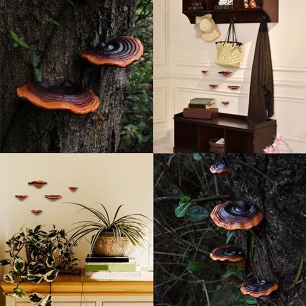 Srutueo 5 PCS Mushroom Shelf Wall Decor Small Wall Shelf Corner Wall Decor Resin for Bedroom Mushroom Decor Floating Shelves