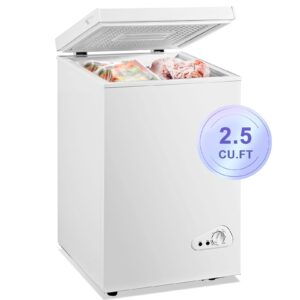 axutl deep freezer mini 2.5 cu.ft small chest freezer rv portable freezer white 100-120v ac for apartment garage kitchen dorm vehicle truck boat travel outdoor